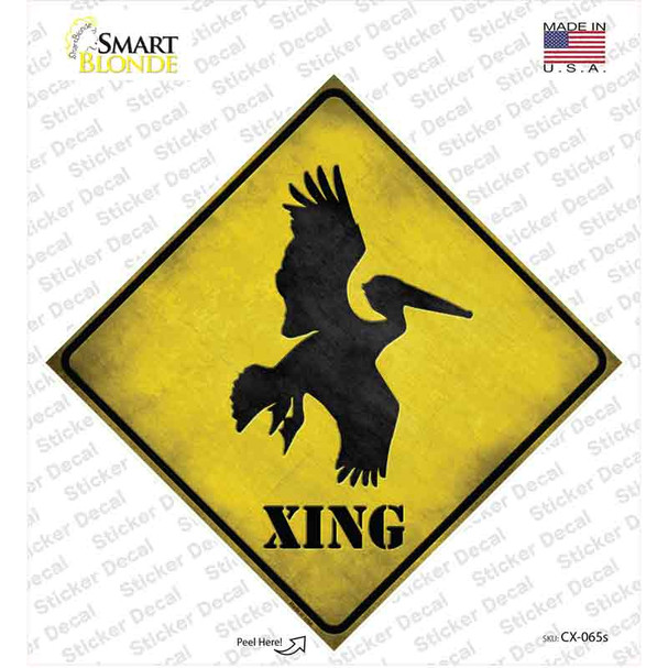 Pelican Xing Novelty Diamond Sticker Decal