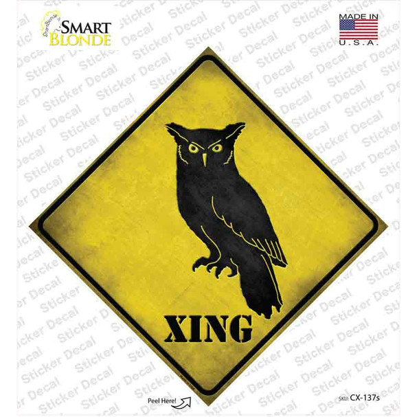 Owl Xing Novelty Diamond Sticker Decal
