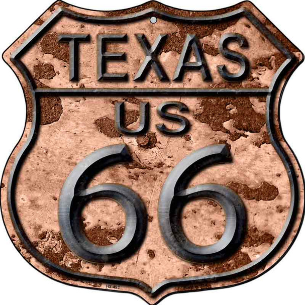 Texas Route 66 Rusty Metal Novelty Highway Shield Sign