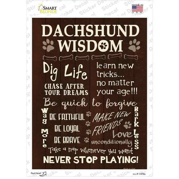 Dachshund Wisdom Novelty Rectangle Sticker Decal