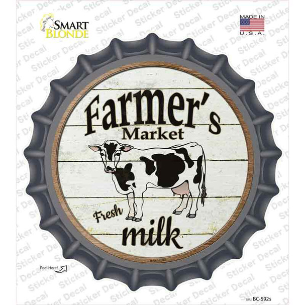 Farmers Market Milk Novelty Bottle Cap Sticker Decal