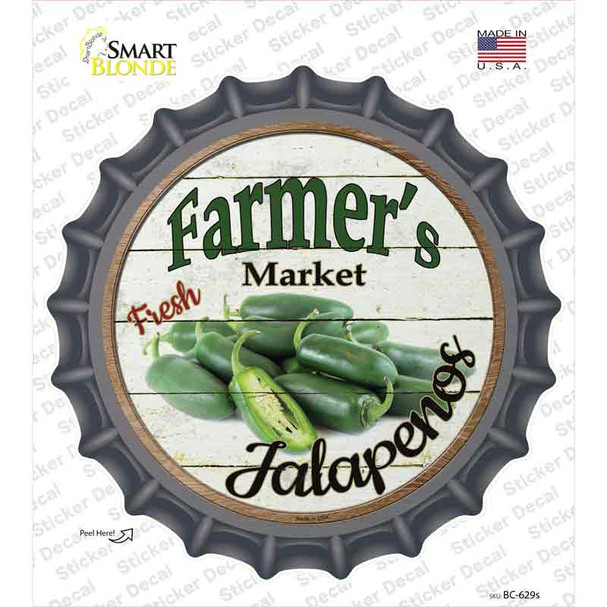 Farmers Market Jalapenos Novelty Bottle Cap Sticker Decal