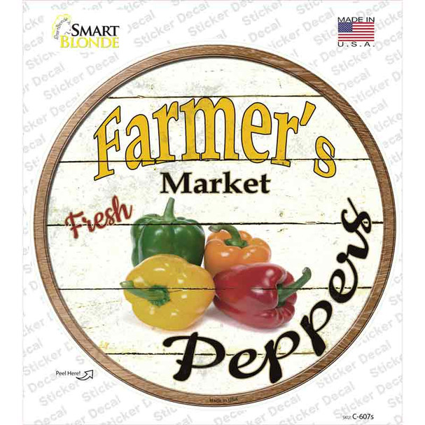 Farmers Market Peppers Novelty Circle Sticker Decal