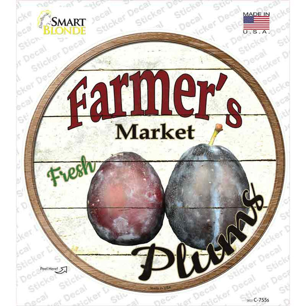 Farmers Market Plum Novelty Circle Sticker Decal