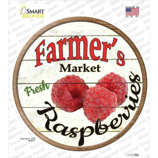 Farmers Market Raspberries Novelty Circle Sticker Decal