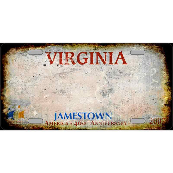 Virginia State Rusty Novelty Metal License Plate