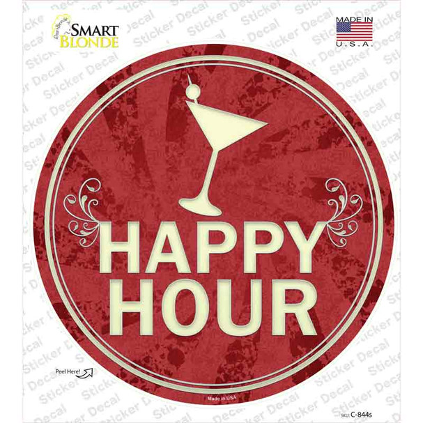 Happy Hour Novelty Circle Sticker Decal