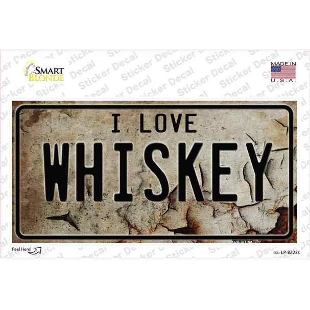 I Love Whiskey Novelty Sticker Decal