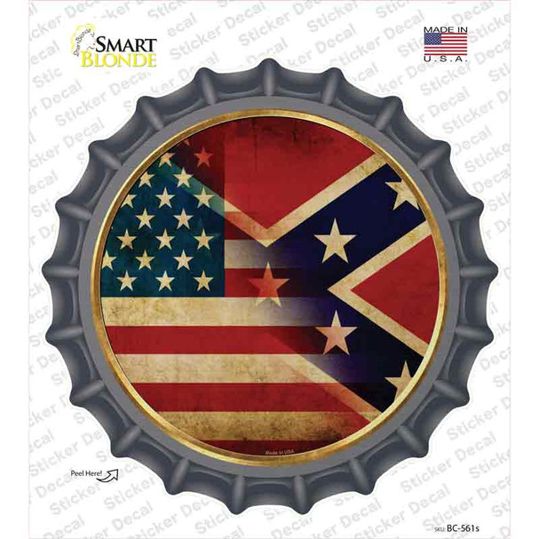 American Confederate Flag Novelty Bottle Cap Sticker Decal