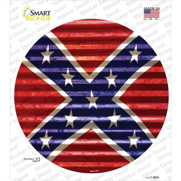 Confederate Flag Wavy Novelty Circle Sticker Decal