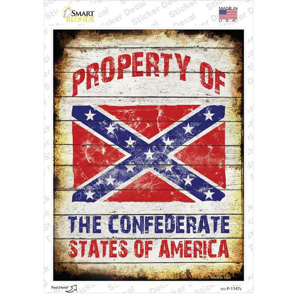 Property Of Confederate States Novelty Rectangle Sticker Decal