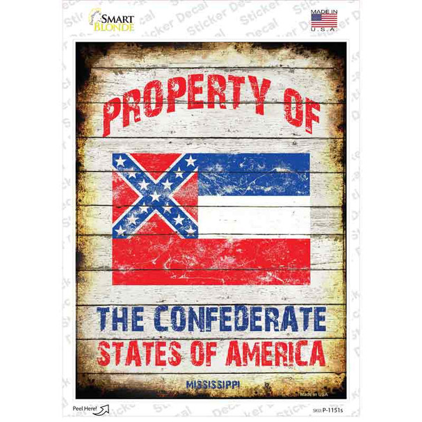 Property Of Mississippi Novelty Rectangle Sticker Decal