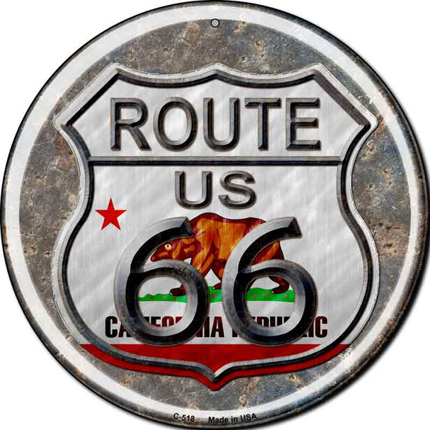 California Route 66 Novelty Metal Circular Sign C-518