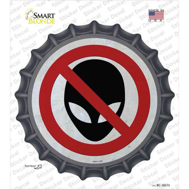 No Aliens Novelty Bottle Cap Sticker Decal