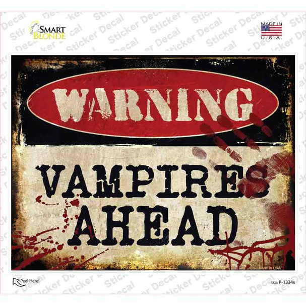 Vampires Ahead Novelty Rectangle Sticker Decal