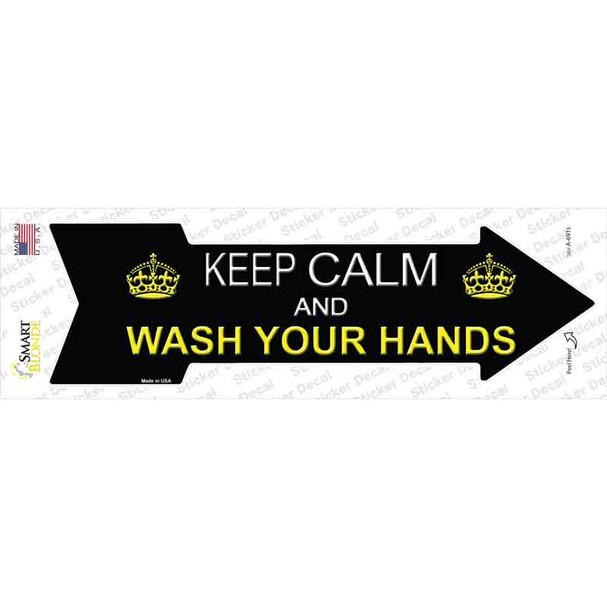 Keep Calm Wash Your Hands Novelty Arrow Sticker Decal