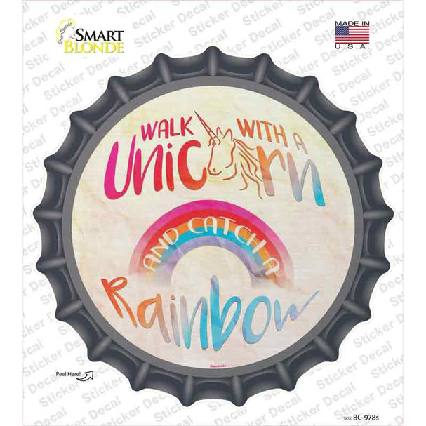 Walk with a Unicorn Novelty Bottle Cap Sticker Decal