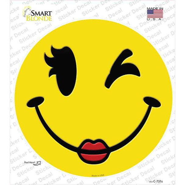 Girl Wink Smile Novelty Circle Sticker Decal