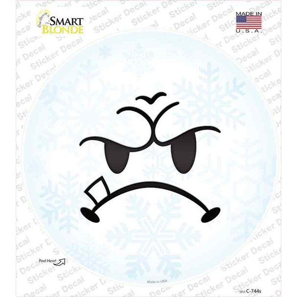 Mean Face Snowflake Novelty Circle Sticker Decal