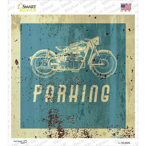 Motorcycle Parking Novelty Square Sticker Decal