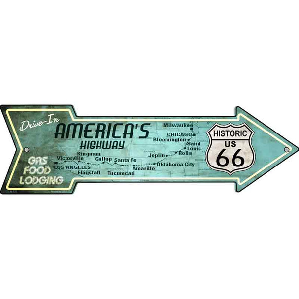 Americas Highway Drive In Novelty Metal Arrow Sign