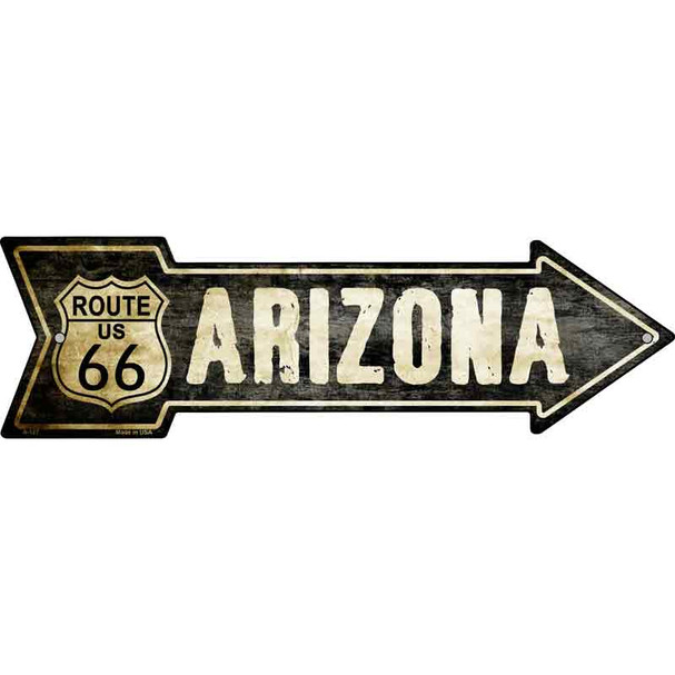 Vintage Route 66 Arizona Novelty Metal Arrow Sign