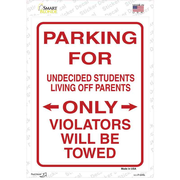For Undecided Students Novelty Rectangle Sticker Decal