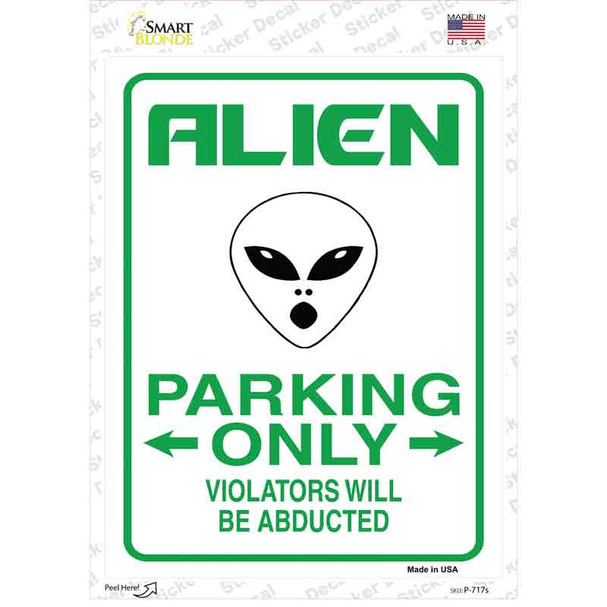 Alien Parking Novelty Rectangle Sticker Decal
