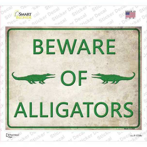 Beware of Alligators Novelty Rectangle Sticker Decal