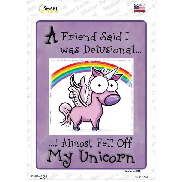 Delusional Unicorn Purple Novelty Rectangle Sticker Decal