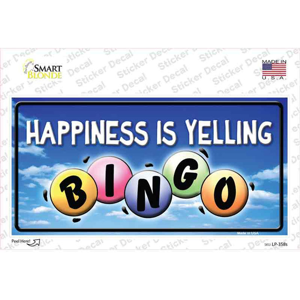 Happiness Is Yelling Bingo Novelty Sticker Decal