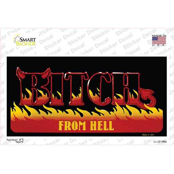 Bitch From Hell Flames Novelty Sticker Decal