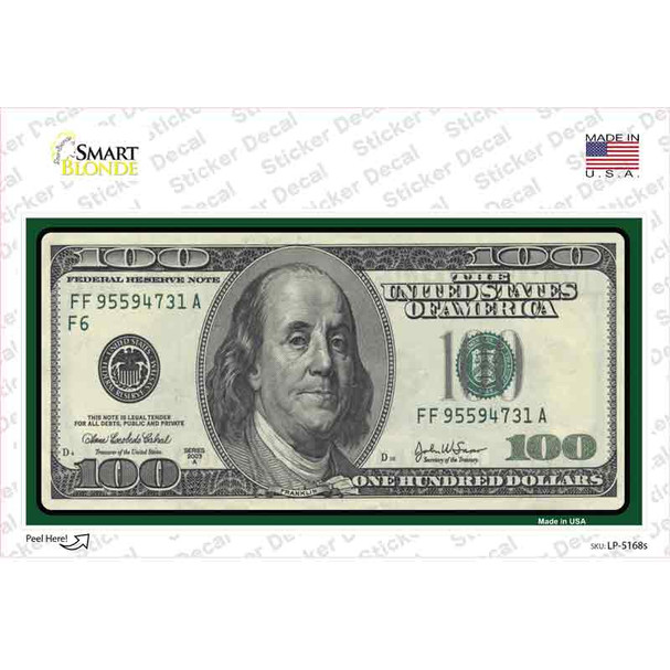 $100 Bill Novelty Sticker Decal