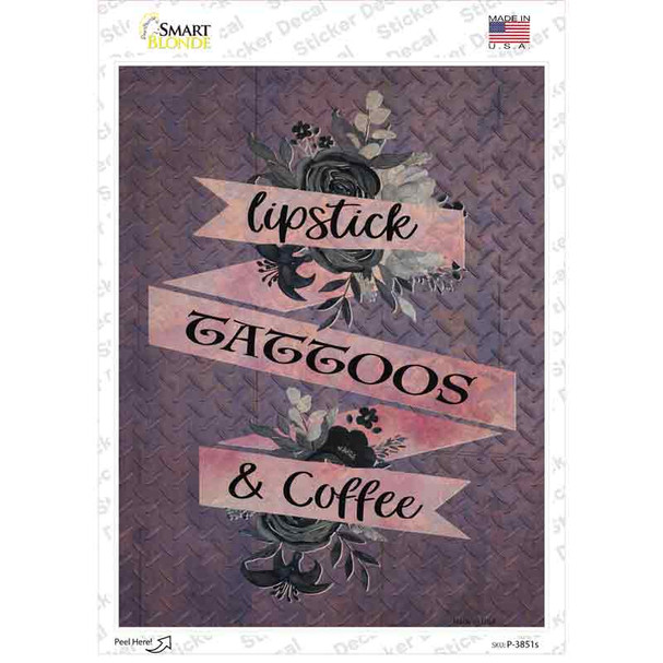 Lipstick Tattoos And Coffee Novelty Rectangle Sticker Decal