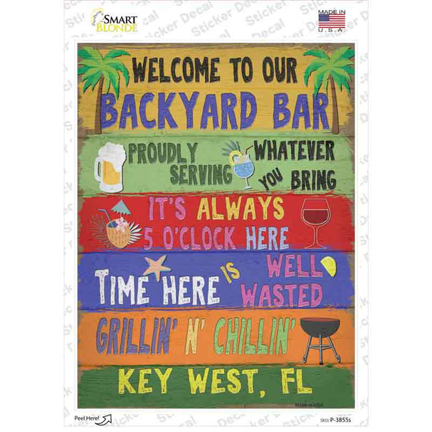 Backyard Bar Key West Novelty Rectangle Sticker Decal