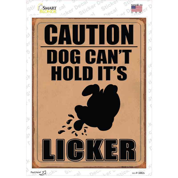 Caution Dog Licker Brown Novelty Rectangle Sticker Decal