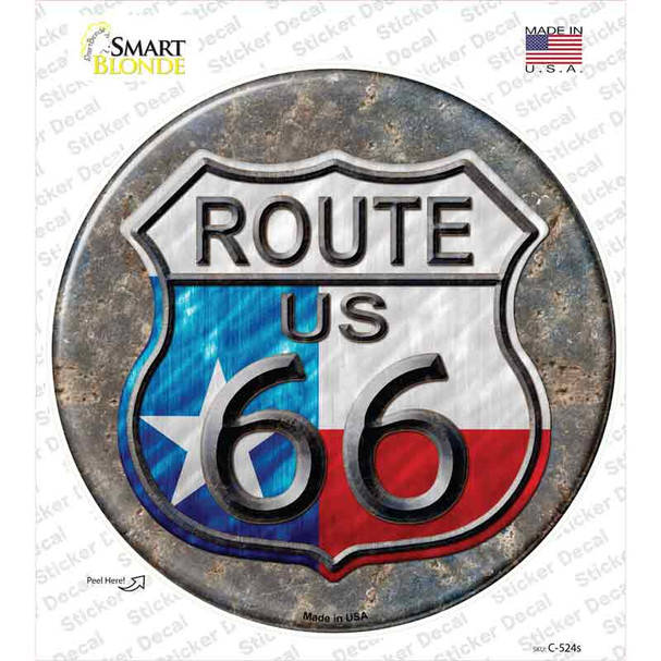 Texas Route 66 Novelty Circle Sticker Decal