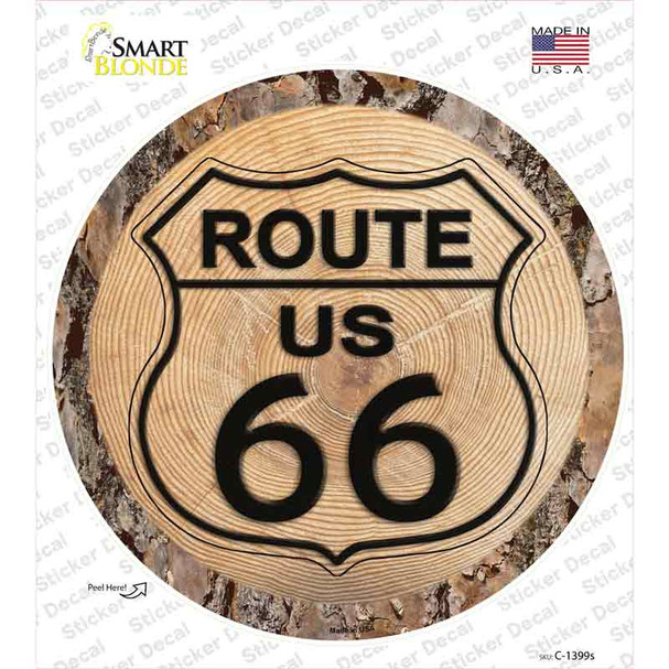 US Route 66 Wood Novelty Circle Sticker Decal