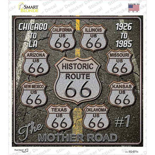 Route 66 Black Top Novelty Square Sticker Decal