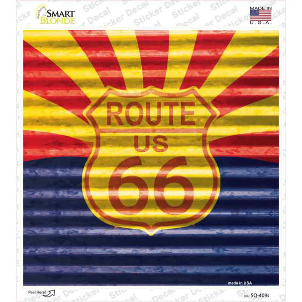 Route 66 Arizona Flag Novelty Square Sticker Decal