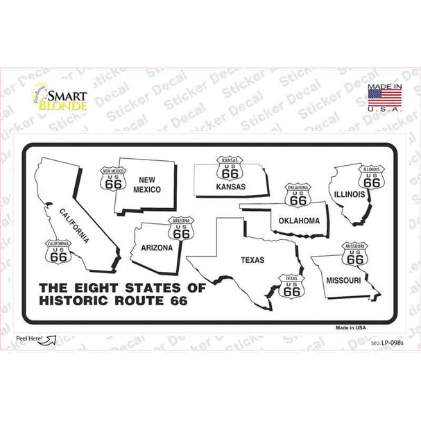 Route 66 Historic States Novelty Sticker Decal