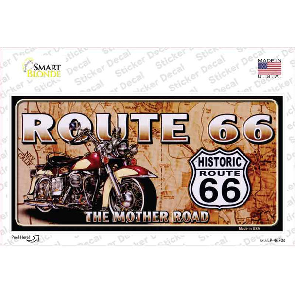 Route 66 Mother Road Motorcycle Novelty Sticker Decal