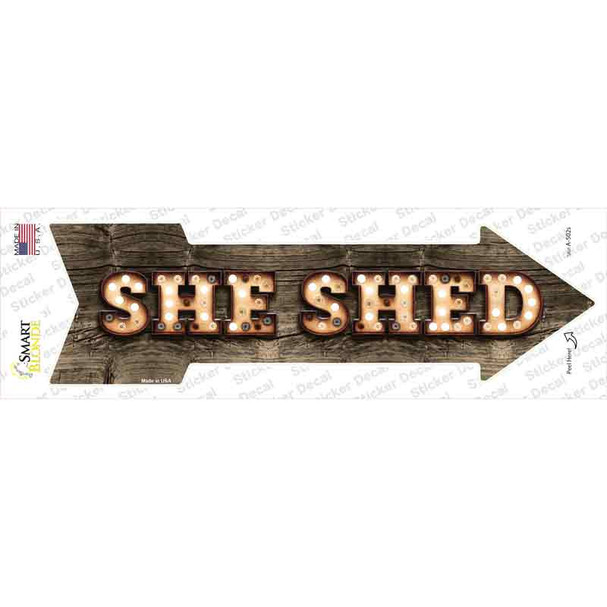 She Shed Bulb Letters Novelty Arrow Sticker Decal