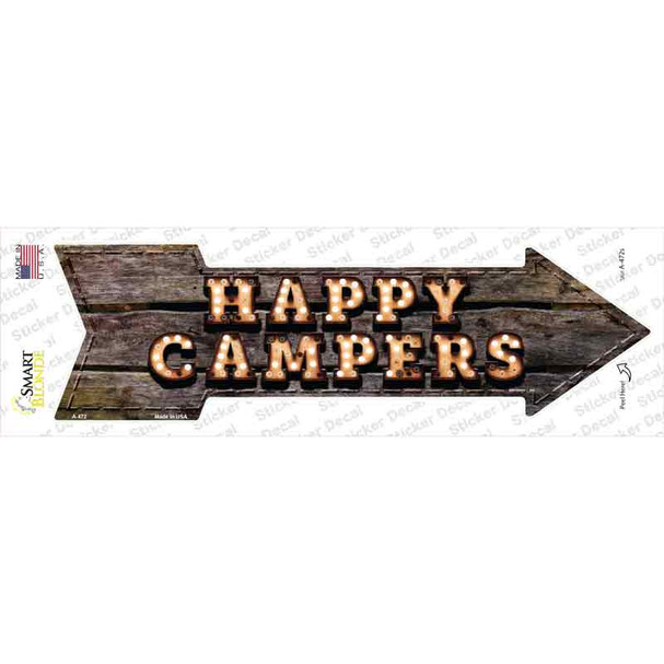 Happy Campers Bulb Letters Novelty Arrow Sticker Decal