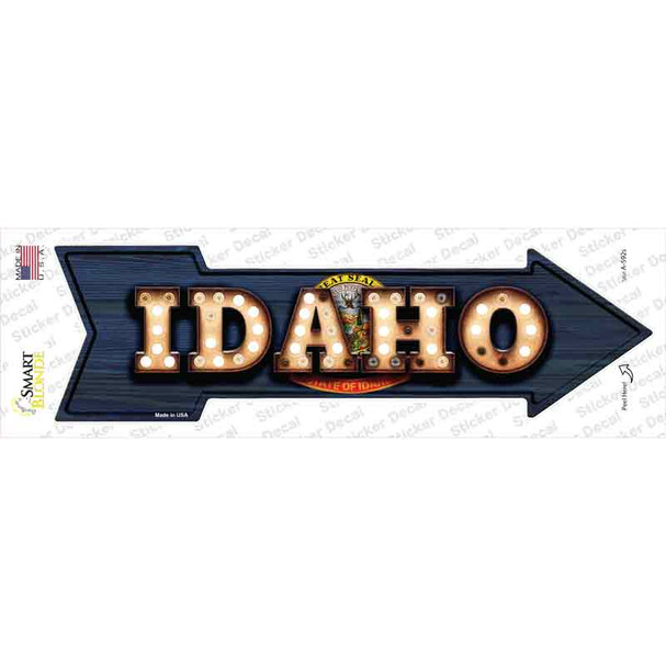 Idaho Bulb Lettering Novelty Arrow Sticker Decal