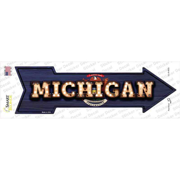 Michigan Bulb Lettering Novelty Arrow Sticker Decal