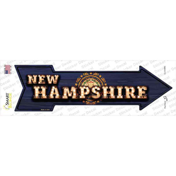 New Hampshire Bulb Lettering Novelty Arrow Sticker Decal