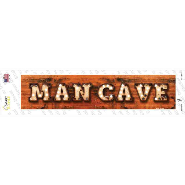 Man Cave Bulb Lettering Novelty Narrow Sticker Decal