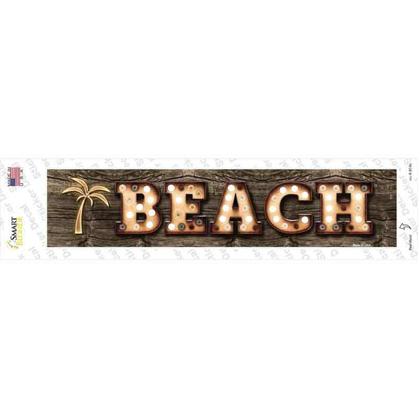 Beach Palm Tree Bulb Lettering Novelty Narrow Sticker Decal