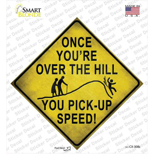 Over The Hill Xing Novelty Diamond Sticker Decal